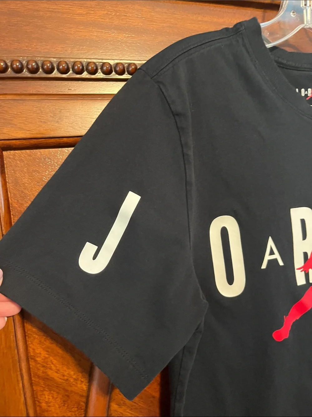 Jordan Black Men’s Tee with Red Jumpman and White Lettering